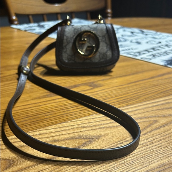 Gucci Mini Canvas Brown Leather Crossbody Bag - Picture 1 of 11